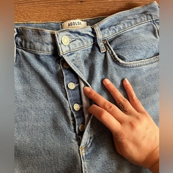 👖 AGOLDE Riley Ripped Lightwash Denim Jeans – Size 32 - Picture 3 of 12